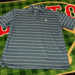 Peter Millar/Atkinson C.C. Mens Sz Large Blue Striped Golf Polo Shirt